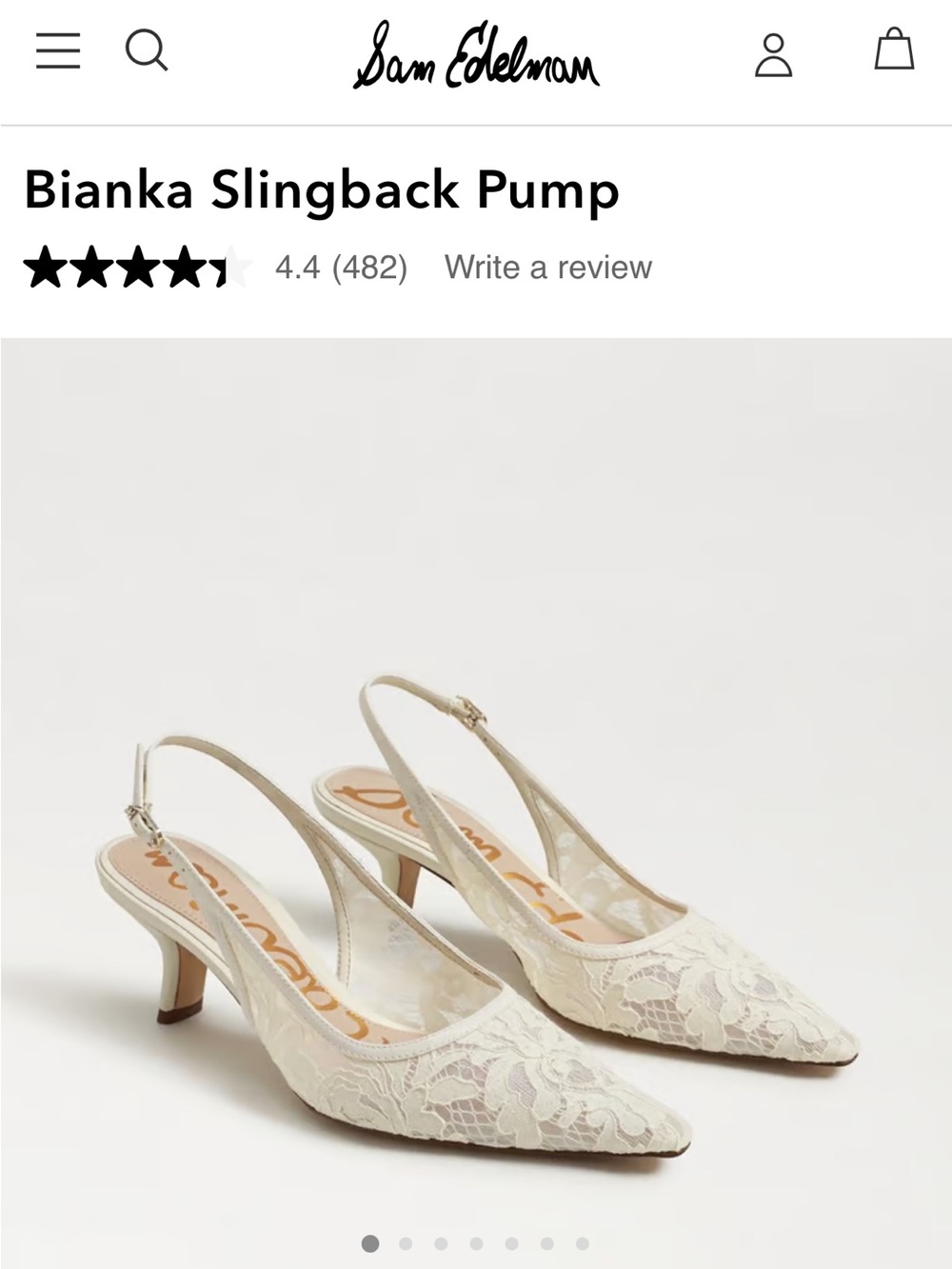 Sam Edelman Bianka Slingback Pump Ivory Lace